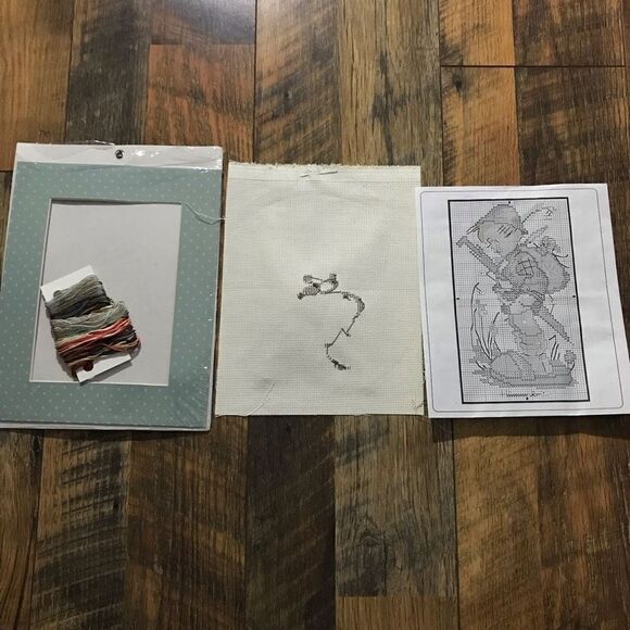 Weekenders Hummel Looks like rain cross stitch kit mat started 5” x 7” - Picture 3 of 4